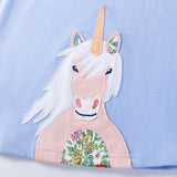 Summer Arrival Unicorn Cartoon Pattern Short Sleeves Dress for Stylish Girls