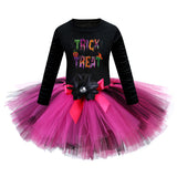 Arrival Girls’ Halloween Costume: Long Sleeves Cartoon Print Witches Cosplay Party Tulle Patchwork Dress - MyKids-USA™