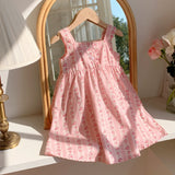 Summer Baby Kids Girls Sleeveless Flowers Pattern Printed Striped Dress