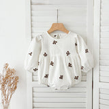 Spring Baby Girls Floral Embroidery Pattern Long-sleeved Onesies and Dress – Princess Sister Matching Set