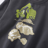 Baby Boy Excavator Print Pattern Comfy Cotton Hoodies