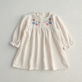 Baby Onesies or Dress For Girls With Long Sleeves And Embroidered Flowers - MyKids-USA™