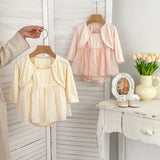 Arrival Summer Girls Short Sleeves Solid Color Top Little Coat and Embroidered Tulle Sleeveless Onesies Dress Set Clothing Set - MyKids-USA™