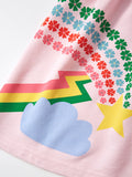 Kids Baby Girls Short Sleeves Floral Rainbow Pink Dress - MyKids-USA™