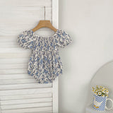 Summer Baby Girls French-style Flowers Pattern Short-sleeved Onesies and Dress – Princess Sister Matching - MyKids-USA™