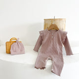 Baby Girl Solid Pit Bar Long Romper With Hat - MyKids-USA™