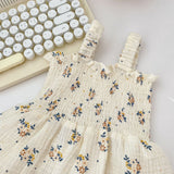 Baby Flower Pattern Sling Design Onesies Dress With Hat