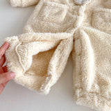 Winter Arrival Baby Cute Teddy Hooded Design Warm Fleece Rompers