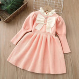 Baby Bow Patched Design Puff Sleeve Princess Dress - MyKids-USA™