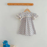 New Arrival Girls Short Sleeves Square Neck Floral Pattern Dress And Onesie – Princess Sister Matching Set - MyKids-USA™
