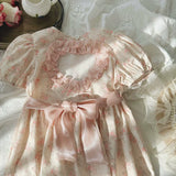 Summer Arrival Baby Kids Girls Cute Short Sleeves Heart Hollow-out Pattern Floral Dress