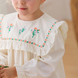 Hot Selling Autumn Girls Flowers Embroidery Pattern Long Sleeves French Style Dress - MyKids-USA™