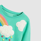 Baby Girl Rainbow & Cloud Embroidered Pattern Pullover Fashion Hoodies - MyKids-USA™