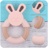 Baby Food-Grade Teething Rattle, Teething Aid for Babies, Wooden and Silicone Rabbit Teething Bracelet - MyKids-USA™