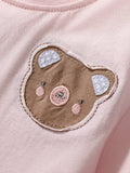 Summer Teddy Logo Short-sleeved Pink Dress with Dots Pattern for Stylish Girls - MyKids-USA™