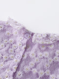 Summer New Arrival Girls’ Daisy Flowers Pattern Embroidery Round Collar Fly Sleeves Dress - MyKids-USA™