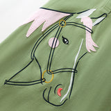 Summer Arrival Horse Cartoon Pattern Short Sleeves Dress for Stylish Girls - MyKids-USA™