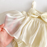 Summer Arrival Baby Girls Cute Sleeveless Butterfly-bow Decorated Dress Design Strap Onesies