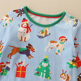 Cozy Long Sleeve Knit Dress: Cotton Patchwork With Pocket For Girls – Cartoon Round Neck Princess Dress