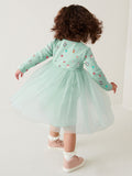 Arrival Autumn Girls Cartoon Christmas Print Crew Neck Long Sleeves Tulle Patchwork Princess Dress - MyKids-USA™