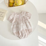 Baby Girl Floral Pattern Mesh Patched Design Princess Onesies Dress - MyKids-USA™