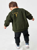 Baby Boys Kids Teddy Cartoon And Letters Printing Pattern Pullover And Solid Color Pants Two-Piece Homewear For Kids - MyKids-USA™