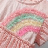 Summer Arrival Colorful Rainbow Pattern Fly Sleeves Tulle Dress for Stylish Girls - MyKids-USA™