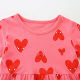 Summer Arrival Girls Short Sleeves Red Heart Pattern Dress