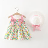 Baby Girl Flower Pattern Bow Patched Design Beautiful Dress