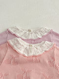 Autumn Arrival Baby Girls Cheery Hollow-out Pattern Long Sleeves Onesies with Collar - MyKids-USA™