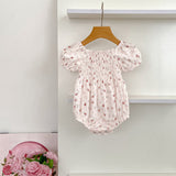 Summer Baby Girls French-style Flowers Pattern Short-sleeved Onesies and Dress – Princess Sister Matching