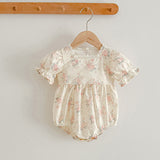 Summer Girls Floral Pattern Square Neck Onesies And Girls’ Dress – Princess Sister Matching Set