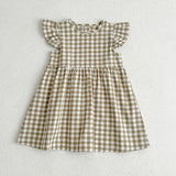 Kids Girls Plaid Short Sleeves Princess Dress - MyKids-USA™