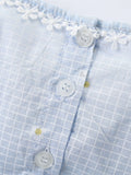 Summer New Arrival Girls’ Simple Plaid Short Sleeves Light Blue Dress - MyKids-USA™