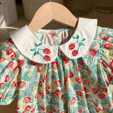 Summer Arrival Baby Kids Girls Cute Short Sleeves Strawberry Pattern Printed Dress - MyKids-USA™