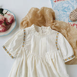 New Arrival Summer Baby Kids Girls Short Sleeves French Style Ruffle Neck Dress - MyKids-USA™