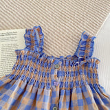 Summer Baby Kids Girls Plaid Strap Dress And Shorts 2-Piece Clothing Set - MyKids-USA™