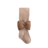 Baby Girls Kids Solid Color Striped Pattern Design Double Thick Bows Pantyhose - MyKids-USA™