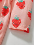 Arrival Autumn Girls Long Sleeves Cartoon Strawberry Fruits Pattern Crew Neck Dress - MyKids-USA™