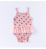 Summer Arrival Baby Girls Sleeveless Heart Pattern Tulle Patchwork Onesies Bodysuits - MyKids-USA™