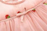 Baby Girl Strawberries Embroidered Mesh Overlay Design Bow Tie Patched Hundred Dress - MyKids-USA™