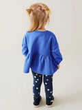 Spring And Autumn Girls Cute Rainbow Embroidery Pattern Long Sleeves Top Dress And Polka Dots Pants Clothing Set - MyKids-USA™