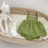Baby Girl Embroidery Pattern Sling Tops With Shorts Sets - MyKids-USA™