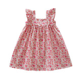 Summer Arrival Floral Pattern Square Neck Sleeveless Dress for Stylish Girls