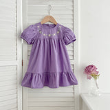 Summer Girls New Arrival Floral Pattern Embroidery Crew Neck Dress – Simple Sister Matching Set