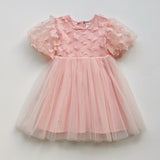 Summer Arrival Butterfly Pattern Short Sleeves Tulle Dress for Stylish Girls