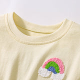 Summer Arrival Rainbow Pattern Short Sleeves Tulle Patchwork Dress for Stylish Girls - MyKids-USA™