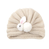 Newborn Baby Solid Color Rabbit Patched Design Wool Knitting Tire Caps