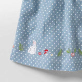 Summer New Arrival Girls Short Sleeves Rabbits Cartoon White Dots Peter Pan Collar Dress - MyKids-USA™