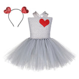 Children Girls’ Halloween Costume Set: Sleeveless Herringbone Pattern Tulle Patchwork Dress with Accessory – Sets